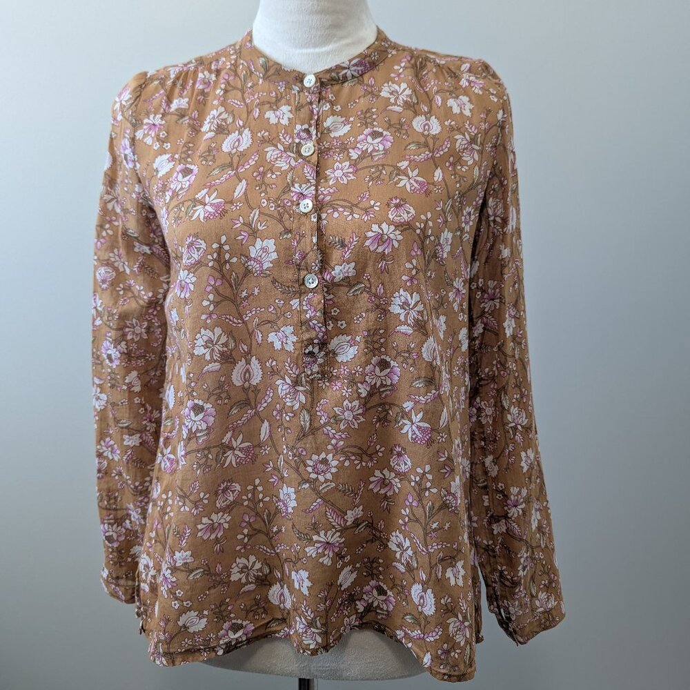 Isabel Marant Etoile FR34/US2 Maria Floral Button Up in Light Brown long sleeve